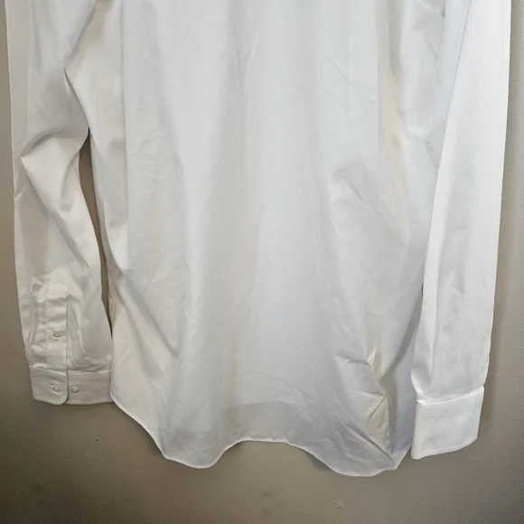 Nordstrom White Button Down Shirt 16 1/2 36-37 Business Casual Neutral - Picture 5 of 10